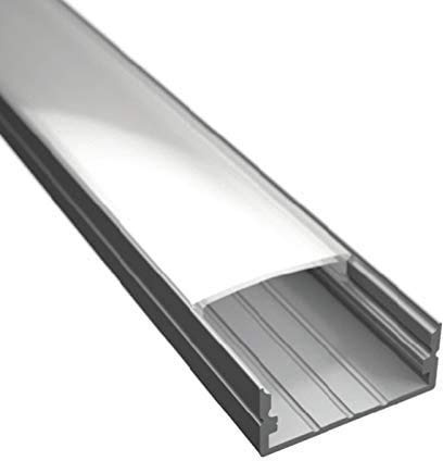 2m Aluminium Profil Leiste für Led Streifen WIDE-20 Silber eloxiert extra breite Bauweise inklusive Abdeckung Matt