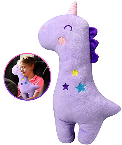 Farochy Unicorn Seat Belt Pillow Kids Cover, Vehicle Shoulder Pads, Car Seatbelt Cushion for Kids, Strap Pillows Animal Travel (Purple)