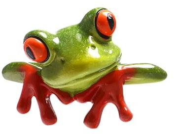 STOBOK Grüner Frosch Figur aus Kunstharz, Schreibtisch-Ornament, witzige Computer-Dekoration für Heimbüro, Mini-Frosch-Desktop-Dekoration für Entspannung und Spaß