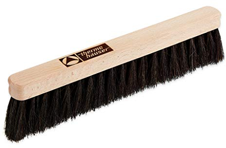 thermohauser Mehlbesen aus schwarzem Rosshaar mit Holzrücken - 30 x 3 cm - Mehlbürste zum Fegen von Arbeitsplatten, Naturfarben-schwarz