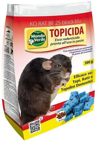 REPLOOD Topicida Veleno per Topi Esca Brodifacoum Blu 300gr in Pasta per Ratti Topi