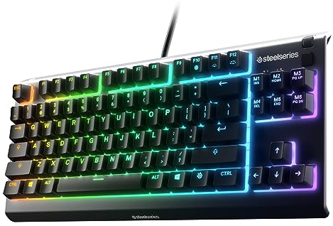 SteelSeries Apex 3 TKL RGB Gaming Keyboard – Tenkeyless Compact Form Factor - 8-Zone RGB Illumination – IP32 Water & Dust Resistant – Whisper Quiet Gaming Switch – Gaming Grade Anti-Ghosting