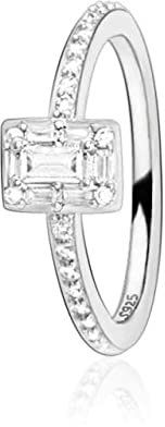 DJMJHG 925 Silber Prinzessin Tiara Krone Herz Pan Ringe Für Frauen Verlobungsschmuck Jubiläum 10 16