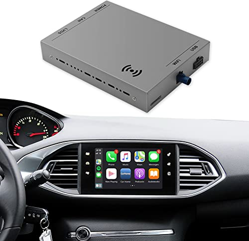 ISUDAR Wireless Carplay Retrofit Decoder Kit für Peugeot & Citroen Picasso DS4 DS3 308 508 208 2008 C4, Unterstützt Android Auto Module Box Mirror Link Navigation Audio Video USB Camera (Smeg & MRN)