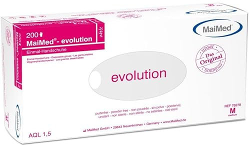 Maimed Evolution 76278 - Guanti monouso, taglia M, 2000 pezzi, colore: Bianco