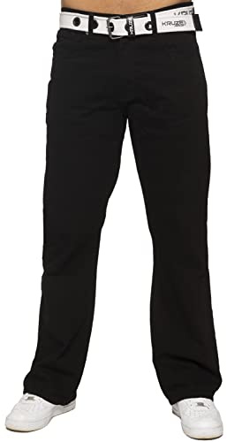 BRAND KRUZE Mens Jeans Bootcut Pants KZ115 Flared Wide Leg Denim Trousers All Waist Sizes BLK 34 L