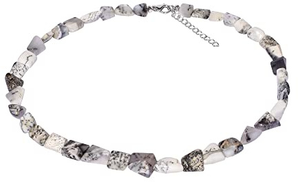 ELEDORO Dendrit-Opal Kette Silber mit 925 Silberverschluss | Kleine deutsche Schmuckmarke ELEDORO: handgefertigte Dendrit-Opal-Kette, 48+5 cm, Karabiner, 925 Silber