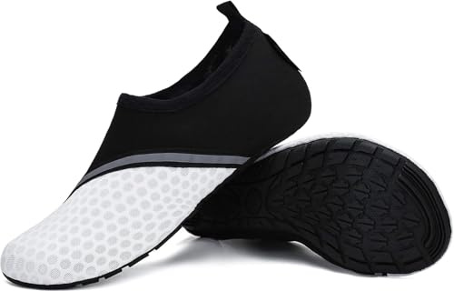 SAGUARO Badeschuhe Herren Wasserschuhe Damen Schwimmschuhe Aquaschuhe Schnell Trocknend Strandschuhe Surfschuhe Leicht Neoprenschuhe Wassersportschuhe Tauchschuhe Rauch Weiß Gr. 40/41 EU