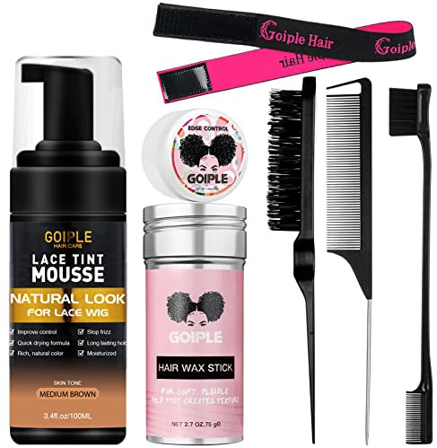 Schiuma per capelli tinti in pizzo, 3,4 fl oz Schiuma colorata in pizzo per parrucche per le donne (marrone medio)