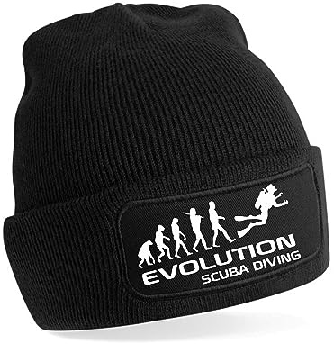 Print4U Evolution of Scuba Diving Beanie Hat Pony Sport Gift for Men & Ladies