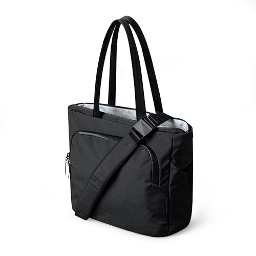 ALPAKA Bravo Tote Bag laptopväska 16 tum MacBook Pro vattentät datorväska med avtagbar axelrem, mjukt innerfoder, MOD-nyckelring, sidoficka, svart, L, minimal
