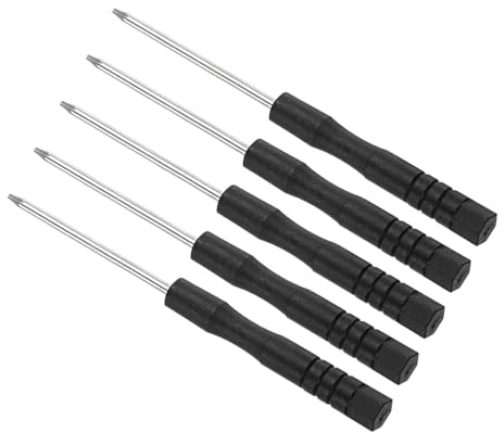 CoCud Mini Torx Schraubendreher, Größe T2, Länge 80mm, Kohlenstoffstahl, Kleine 6-Punkt-Schraubendreher mit rutschfestem Griff - (Anwendungen: für Brillen, Uhren oder Laptops), 5 Stück
