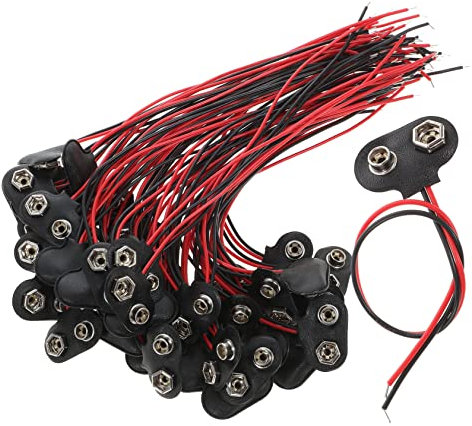 CAXUSD 50pcs Battery Connector T-type Battery Clip Leads for Volt Holder Experiment