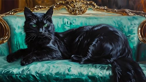 Diamond Painting Groß XXL 180x100cm, Katze Diamant Painting Bilder Erwachsene, Diamant Painting Bilder Schwarz, Malen nach Zahlen Diamant Anfänger, Diamant Painting Set für Home Wand Dekor Geschenke