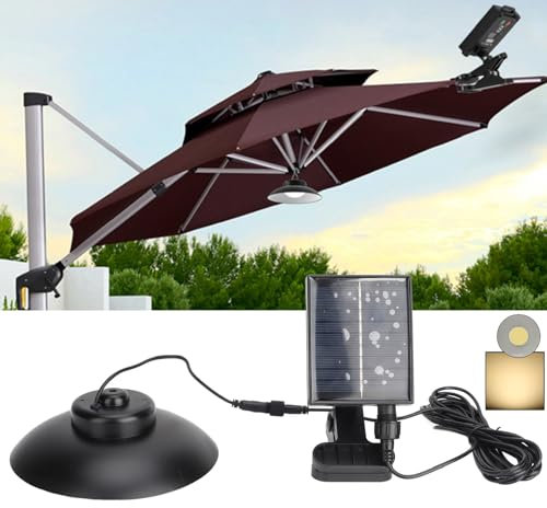 Luci LED da Esterno Ad Energia Solare per Ombrelloni da giardino: Impermeabili, luminosità Regolabile, Funzione Temporizzata, Ideali per il Campeggio (Luce calda)