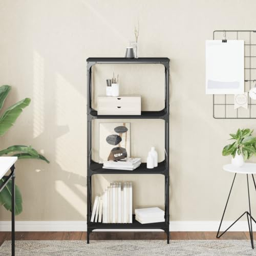 Bulliing Bücherregal 4 Böden Balkon Regal Abstellraum Regal Wohnzimmer Regal Ordnerregal Storage Shelves BüRoregal Schwarz 59x35x132 cm Holzwerkstoff