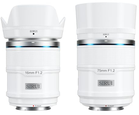 SIRUI Sniper Autofocus Objectifs Kit, 16mm, 75mm F1.2 Grand Angle APS-C pour A5, A6, FX30, ZV-E10 (Monture E, Blanc)