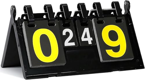 BORDEAG 4-Stellige Tragbare Flip Sport Anzeigetafel, Punktetafel Punktezähler, Scoreboard, Tragbare Anzeigetafel für Basketball Badminton Volleyball Tischtennis (39 x 21 cm)