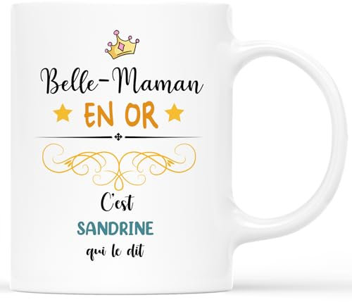 Cadeau Plus Mug Personnalisé Prénom - Belle-maman En Or - Cadeau Belle Mere, Belle Maman Cadeaux, Cadeau Fete Des Belle Meres, Mug Belle Maman, Tasse Belle Maman, Mug Belle Mere