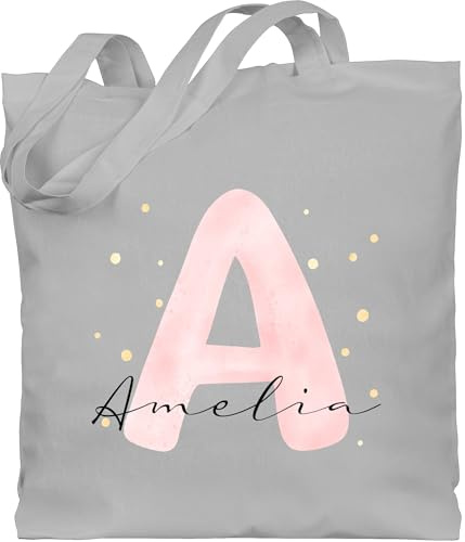 Geschenk mit Namen personalisiert by Shirtracer - Baumwolltasche - Initialen - Individuell gestaltbar mit Initialbuchstabe und Name | Geschenk mit Anfangsbuchstabe und Name frei wählbar