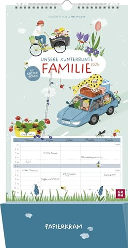 Familienplaner 2026: Unsere kunterbunte Familie: Der perfekte Family Organizer | Wandkalender mit 5 Spalten, Zetteltasche und Stickerbogen