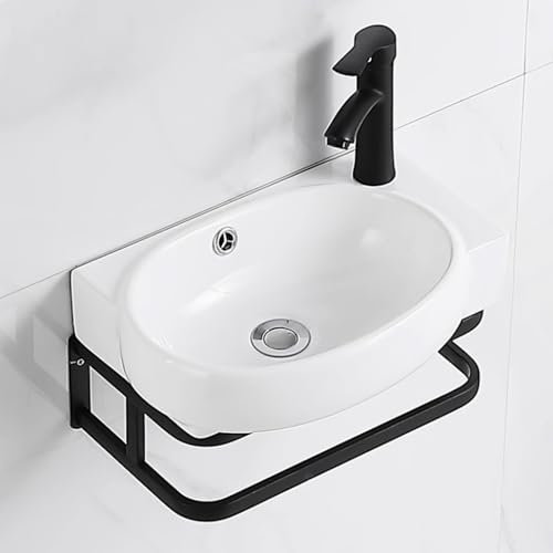 Lavello da esterno per montaggio a parete con foro singolo per rubinetto multifunzionale in ceramica lavanderia bagno lavandino per piccoli spazi