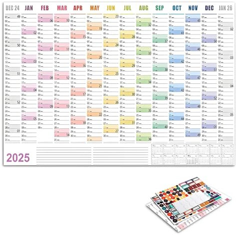 GHPKOTW Calendrier 2025，Calendrier 2025 Grand Format，Calendrier Mural，Grand Format, Planning Familial - Pour L'Organisation Familiale, Les Études Et Le Travail