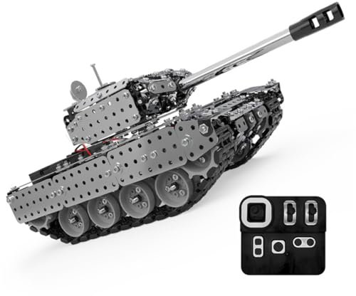 Mious 3D Metall Mechanischer RC Panzer Bausatz mit 12CH 2.4G Fernbedienung, DIY Metall Puzzle Modelle für Erwachsene zum Bauen (952PCS)