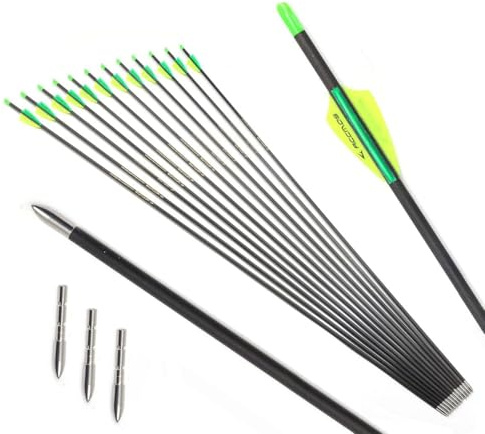 PHILOCS 12 Stück Jagd Carbon-Pfeile ID 4,2 mm Spine 300 400 500 600 700 800 900 1000 Übungspfeil für Bogenschießen Recurve-Bögen Compound-Bogen