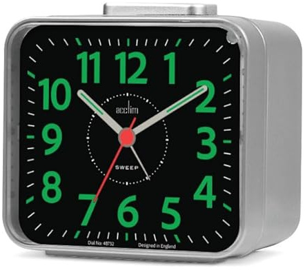 Acctim Parker Non-Ticking Sweep Loud Bell Alarm Clock (Silver)