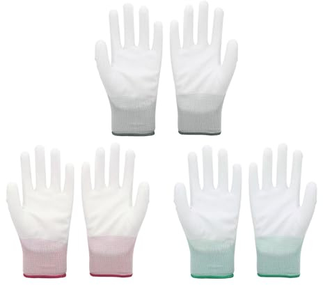 XWYDZ 3 Pcs Heat Protection Gloves for Hair Styling & Curling Iron - High-Density Silicone Grip Heatproof Protector, Comfort Fit for Salon/Home Use (Pink S/Green M/Grey L)
