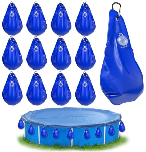 TZEKING Poolabdeckung Gewichte Wassersack,12PCS Pool-Wasserbeutel,Pool Beschwerungssack,Winter Pool Abdeckplane Beschwerungssack,Pool Wandtaschen,Schwimmbadabdeckung Hängende Tasche,für Poolabdeckung