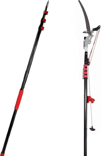 Extendable Tree Pole Pruner, 5.4m-7.2m Professional Telescopic Tree Pruners With Sk5 Cutting Blade Pole Saw Lopper Long Reach Pole Pruning Saw, 2 In 1 Extendable Gardening Tool, 24ft/7.2m