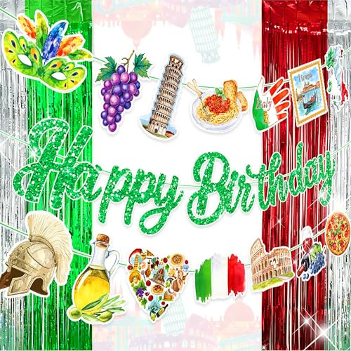 Italienische Themen Geburtstags dekorationen Italienische Girlanden Banner | Italienische Themen Geburtstags dekorationen Italienische Girlanden Banner Schiefer Turm von Pisa Banner für Pizza Buon