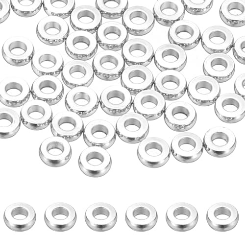 PATIKIL 50 Pcs 3 mm Perles D'espacement Silver Tone