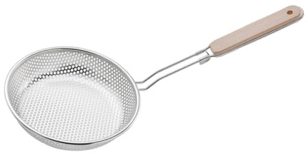 Toyvian Colador de Acero Inoxidable Grande con Mango Espumadera Filtrante para Cocina Utensilio Resistente y Práctico para Freír y Escurrir Aceite Hogar y Restaurante