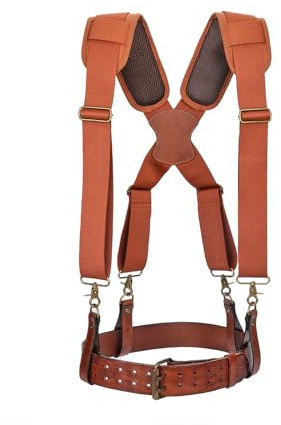 Tourbon Bretelles de ceinture à outils robustes pour homme 5,1 cm de large réglables pour charpentiers, électriciens