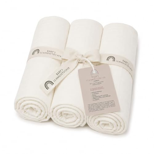 Baby's gosedukar set om 3 muslindukar | muslindukar för spädbarn 70 x 70 cm | 100 % bomull Oeko-TEX certifierad | mjuk och absorberande | Tvättbar vid 60 °C | färg: vit