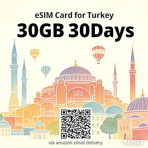 eSIM Card forTurkey Prepaid eSim Card Pay as You go No Contract Datapackage 30GB-30Days