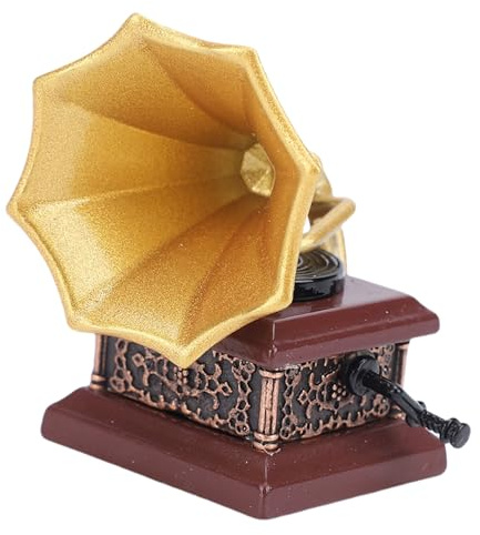 Hamwesh Miniatur-Phonograph, Mini-Grammophon, Puppenhaus-Zubehör, Retro-Spieluhr mit Aufwendigen Details für die Dekoration von Schlafzimmer und Wohnzimmer