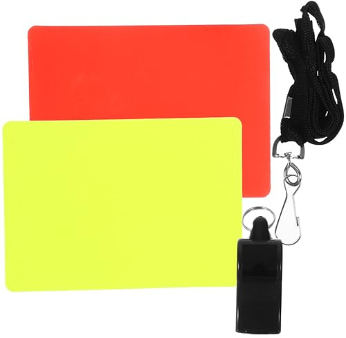 SOPOTUTU Set Arbitro Calcio 3 Pezzi Carte Rosse e Gialle Standard e Fischietto Professionale per Allenamenti Sportivi e Partite di Calcio, Basket, Rugby e Sport Americani
