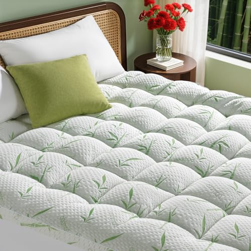 Jov5tic 3 Inch Mattress Topper Queen Size - 1500GSM Down Alternative Fill,Viscose Made from Bambu,Cooling Extra Firm Pillow Top Mattress Pad Cover for Back Pain with 6-18 Deep Pocket (60x80)