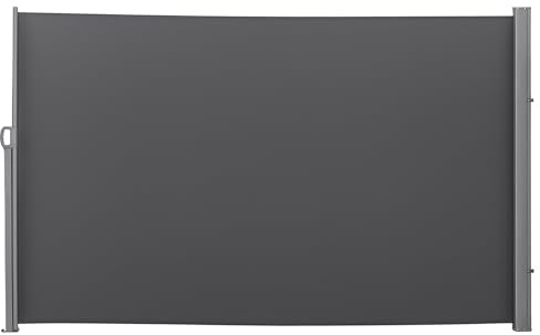 Outsunny Store latéral Brise-Vue paravent rétractable dim. 3L x 1,8H m métal Polyester imperméable Anti-UV Haute densité 180 g/m² Gris