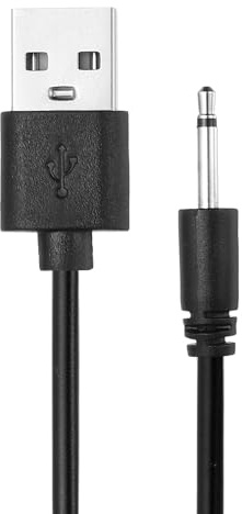 sourcing map 2.6FT DC Charging Cable 5V 1A USB to DC Power Cable Black | 2.5mm Fast Charger Cord Adapter Head Length 14mm for Beauty Equipment Magic Wand Massagers Toys Desk Lamp
