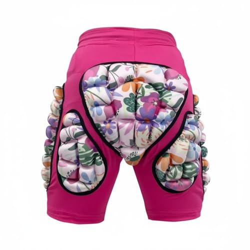 Fonowx Pantalon de Protection pour Enfants Short d'Équipement Sportif Pad Amorti sous-vêtement Sûr Ajustable Résistant aux Chocs Convient pour Ski Vélo, Rose, 110-XS 2-3 Ans Tour De Taille 44cm
