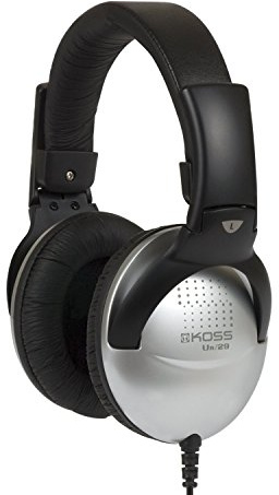Koss UR29 Over-Ear Faltbarer Kopfhörer mit Drehbaren Ohrmuscheln Kompatibel mit iOS und Android Smartphones, iPads, Tablets, und MP3 Geräten - Schwarz/Silber