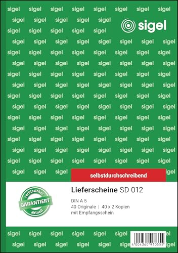 SIGEL Lieferschein A5 selbstdurchschreibend 3x40 Blatt | SD012, aus nachhaltigem Papier für Versanddokumente