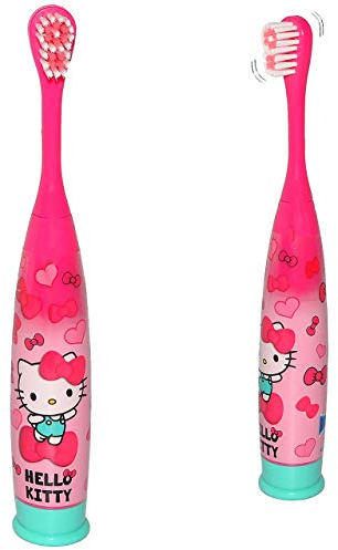 alles-meine.de GmbH elektrische Zahnbürste - Katze - Helllo Kitty - Kinder & Baby/Batterie betrieben - hochwertige Borsten - Kinderzahnbürste & Babyzahnbürste - Mädchen - z..