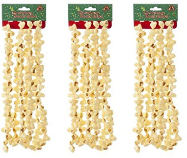 Kurt Adler Plastic Popcorn 9' Christmas String Garland Set of 3
