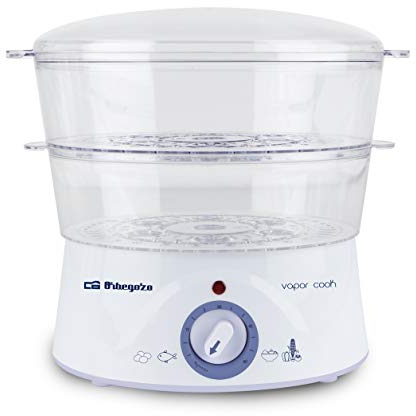Orbegozo CO 4000 - Vaporera eléctrica, 2 recipientes apilables y uno especial para arroz, temporizador con parada automática, 400 W de potencia